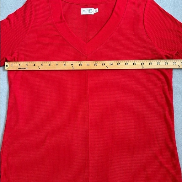 NWT - Terra & Sky Long Sleeve Brilliant Red Waffle Tee Shirt (0X) - Picture 6 of 10
